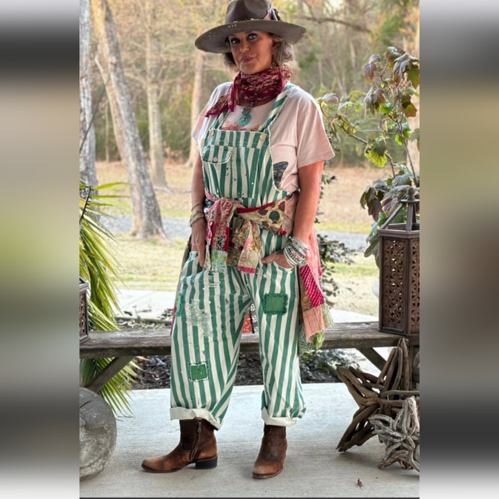 NEW Jaded Gypsy Endless Travels Overalls - Emerald - Picture 2 of 6